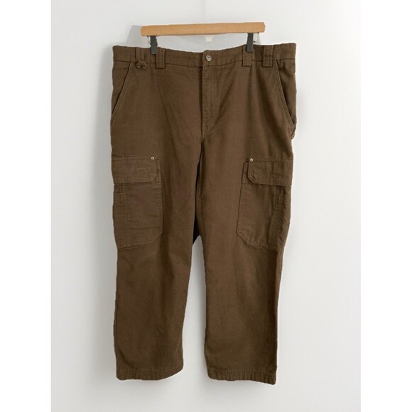Duluth Trading Co Fire Hose Pants Men’s 42x28 Brown Cargo Relaxed Workwear - Picture 1 of 13